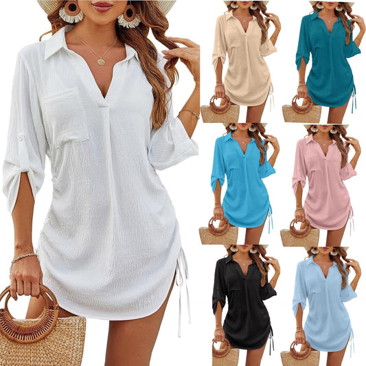 Loose-Fitting Slimming Drawstring Shirt For Women