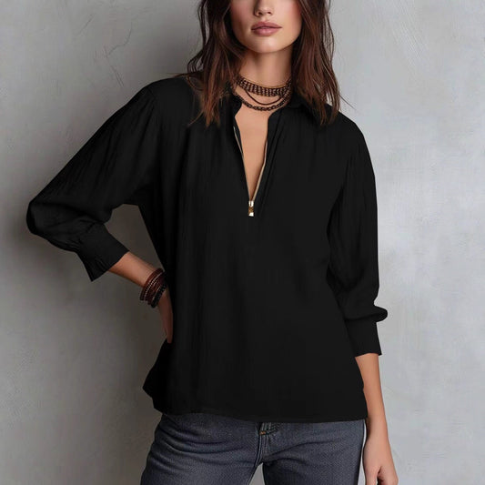 Womens Western-style Shirt-collar Pullover