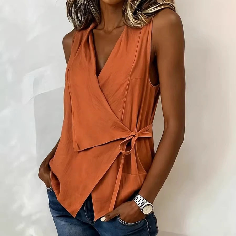 Chocolate-colored Women's Sleeveless Shirt