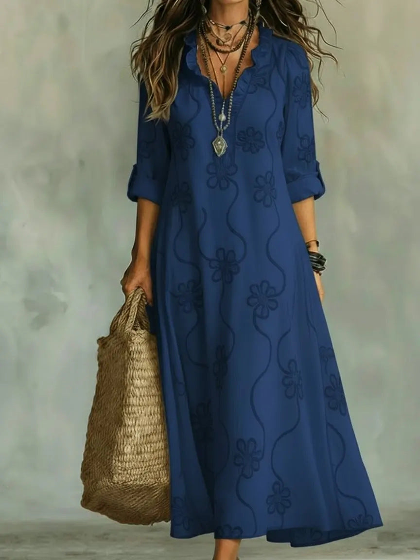 Printed Loose-fit Casual Robe Dress