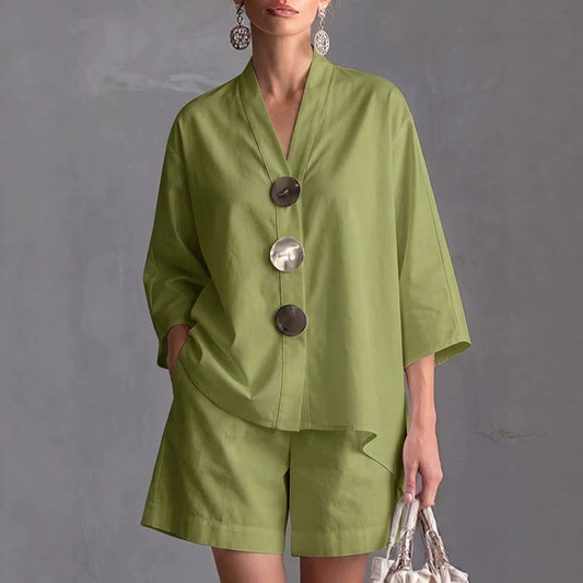 Women's Solid Color Wide-Leg Pants Suit