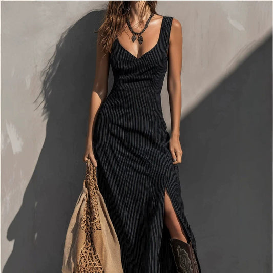 Womens Slit Slip Midi Bodycon Dress
