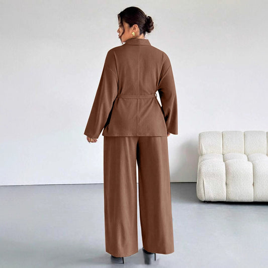 Women's Fitted-waist Wide-leg Pants Suit