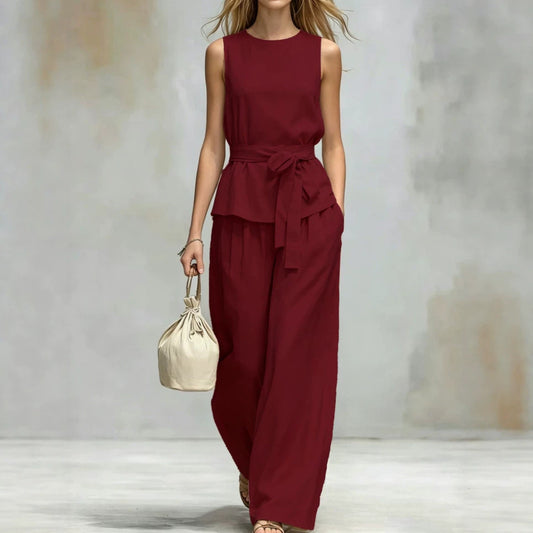 Women's Lace-up Fashion Two-piece Set
