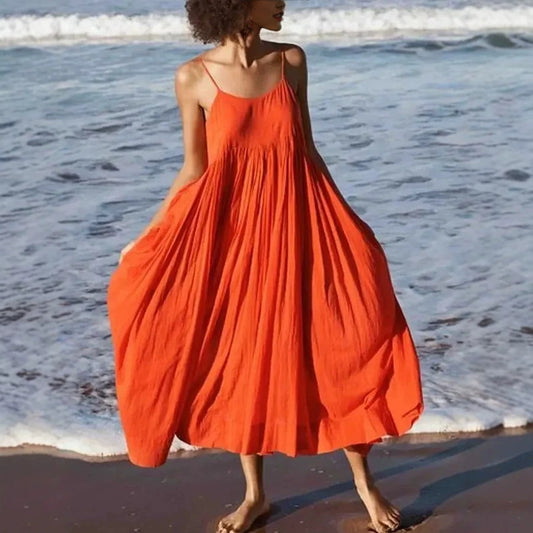 Womens Sleeveless Loose Casual Slip Dress Long Dress