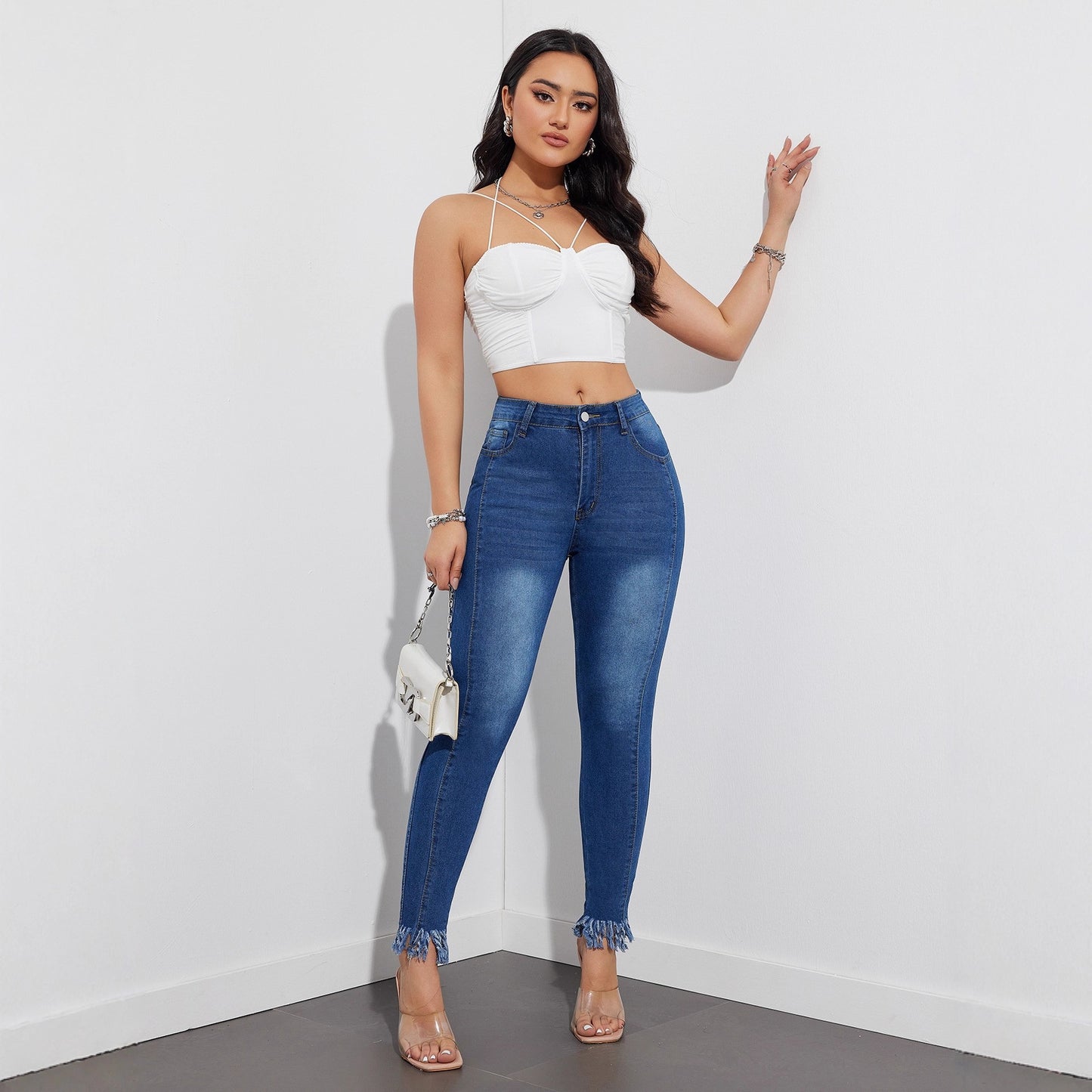 Womens Stretch High-Waist Bodycon Casual Pants