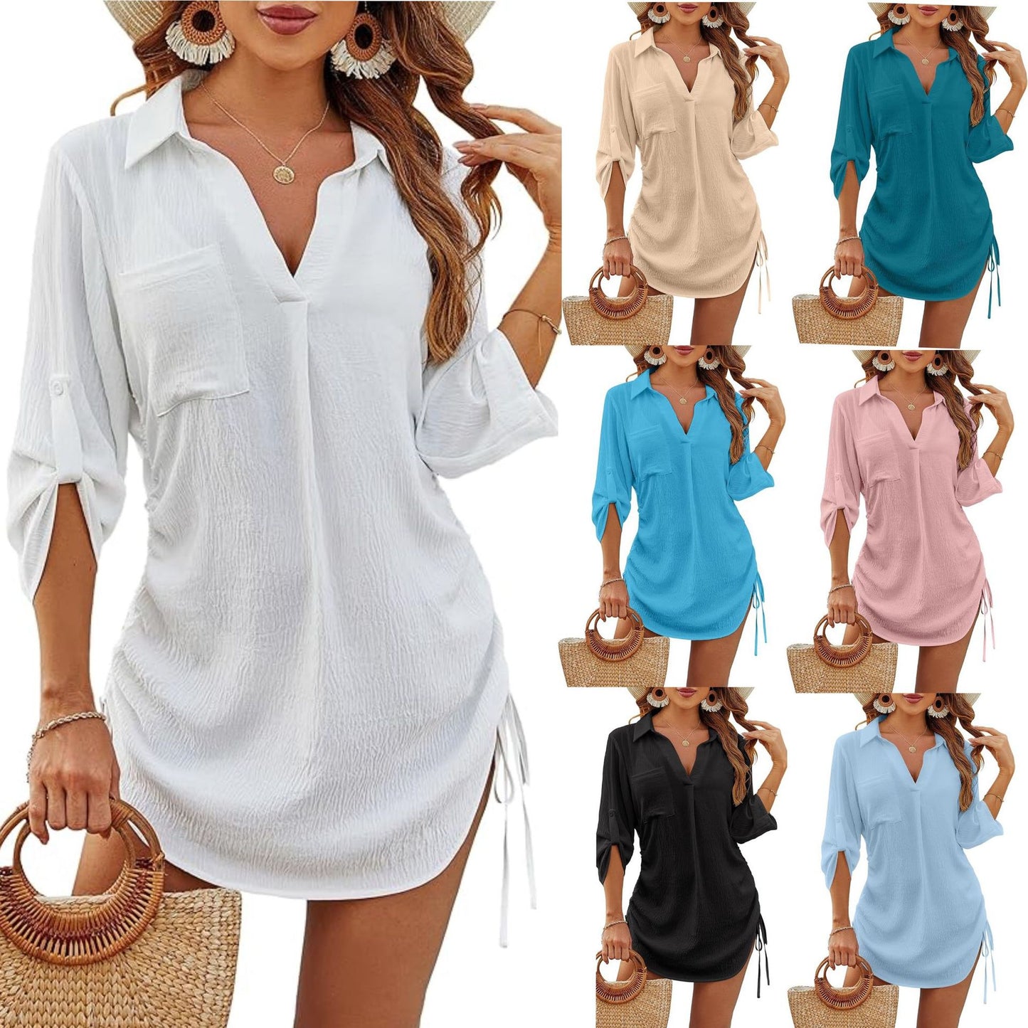 Loose-Fitting Slimming Drawstring Shirt For Women