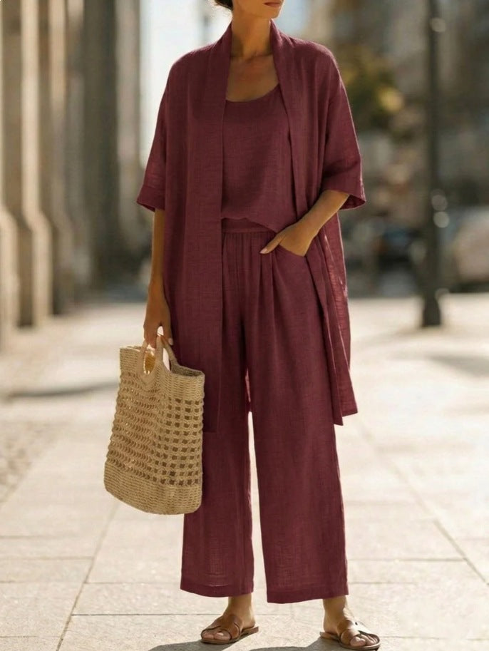 Resort-style Cozy And Casual Three-piece Set