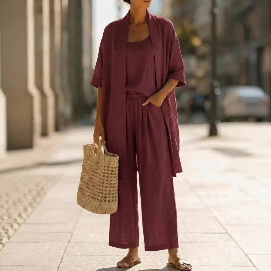 Resort-style Cozy And Casual Three-piece Set