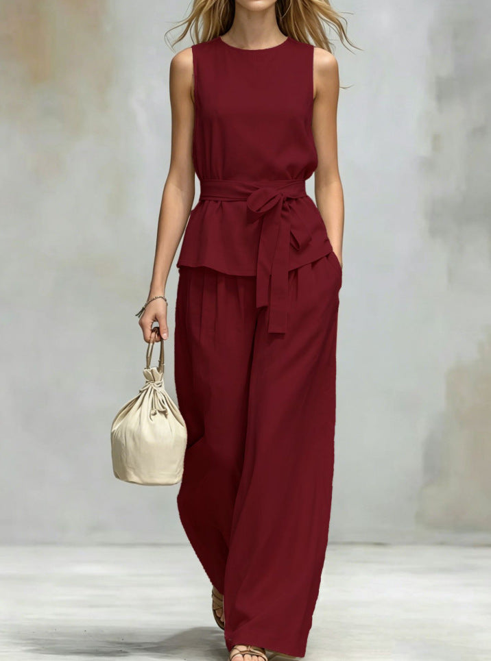 Women's Lace-up Fashion Two-piece Set