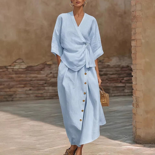 Women's Casual Solid-Colored Loose Skirt Two-Piece Set