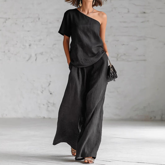 Fashion Top And Wide-leg Pants Casual Set