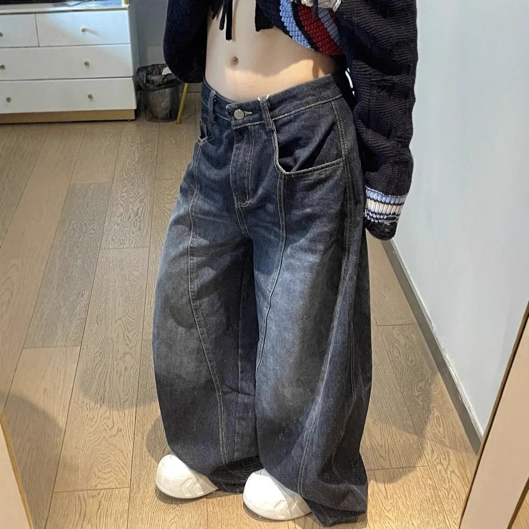 Womens Versatile Retro Washed-and-distressed Denim Jeans In American Style