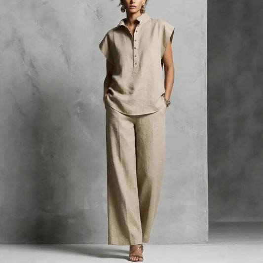 Women's Casual Cardigan Short-Sleeve Pants Set