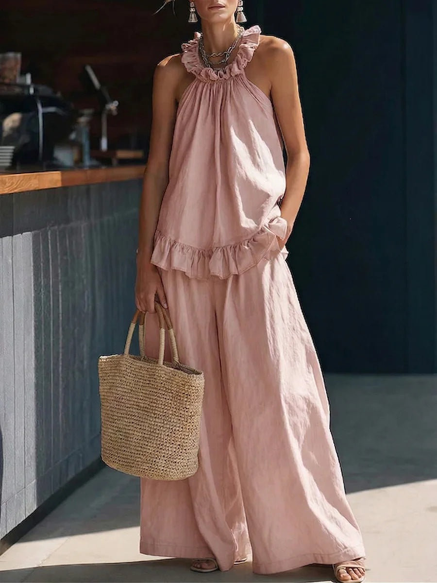 SpringSummer Halterneck Loose Casual Womens Set