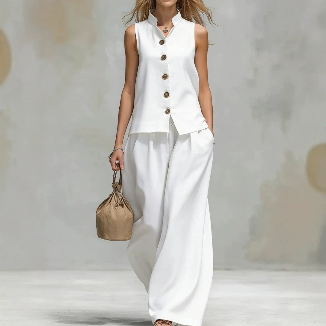 Fashionable Casual V-Neck Vest And Pants Set