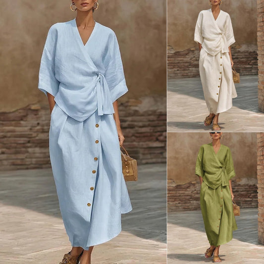 Women's Casual Solid-Colored Loose Skirt Two-Piece Set