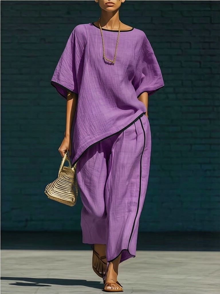 Casual Resort-Style Fashionable Loose Two-Piece Set For Women