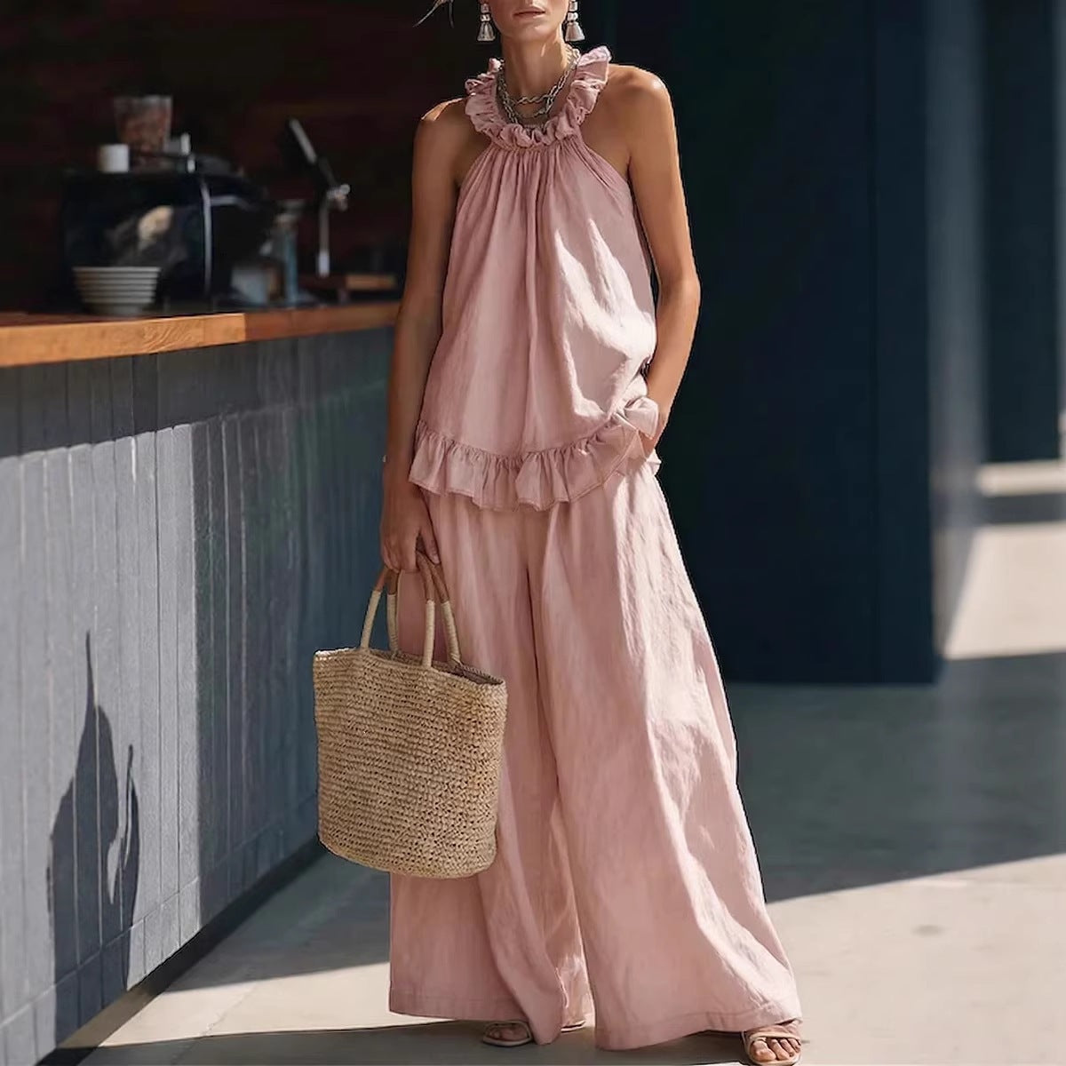 SpringSummer Halterneck Loose Casual Womens Set