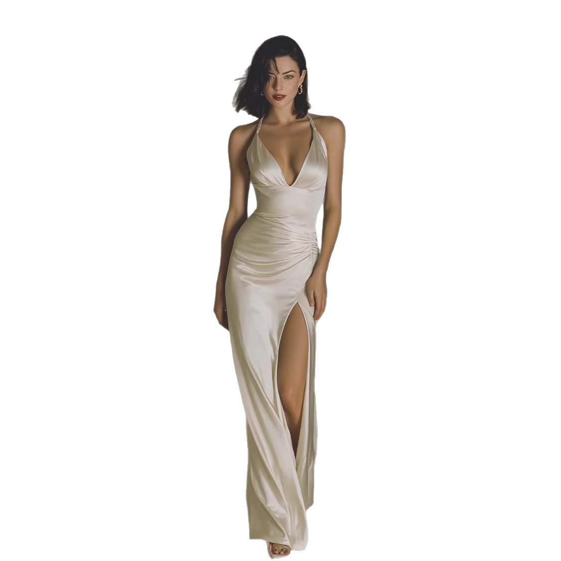 French-style Sexy Satin Maxi Dress For Women
