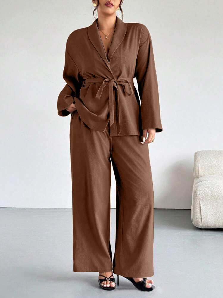 Women's Fitted-waist Wide-leg Pants Suit