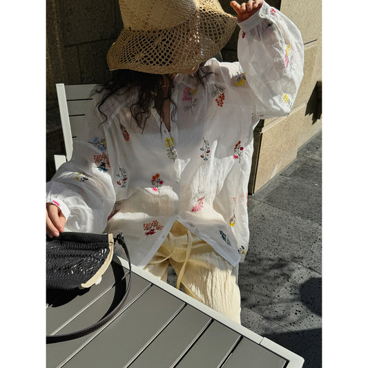 Summer New Style French-Style Resort-Ready 3D Embroidered Shirt