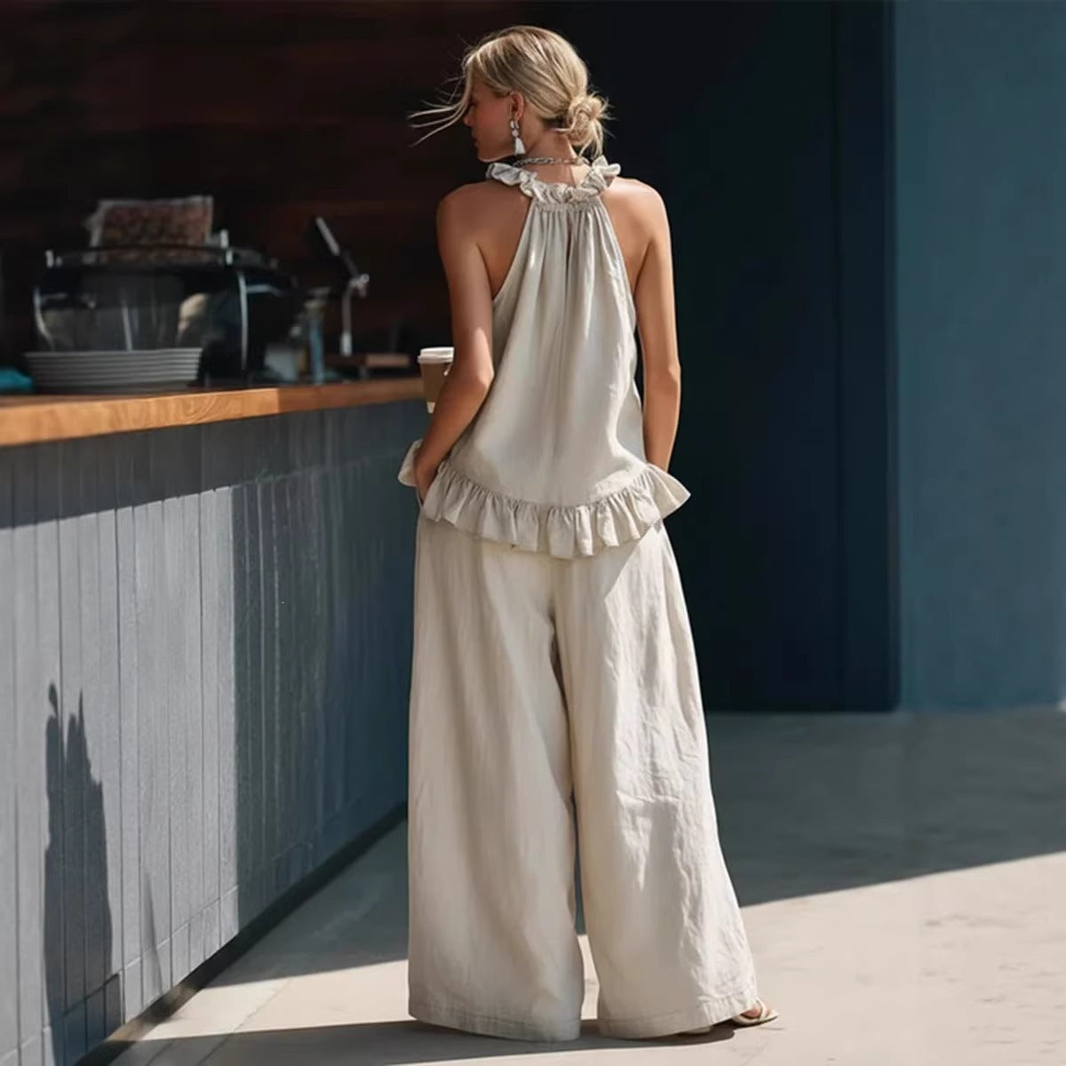 SpringSummer Halterneck Loose Casual Womens Set