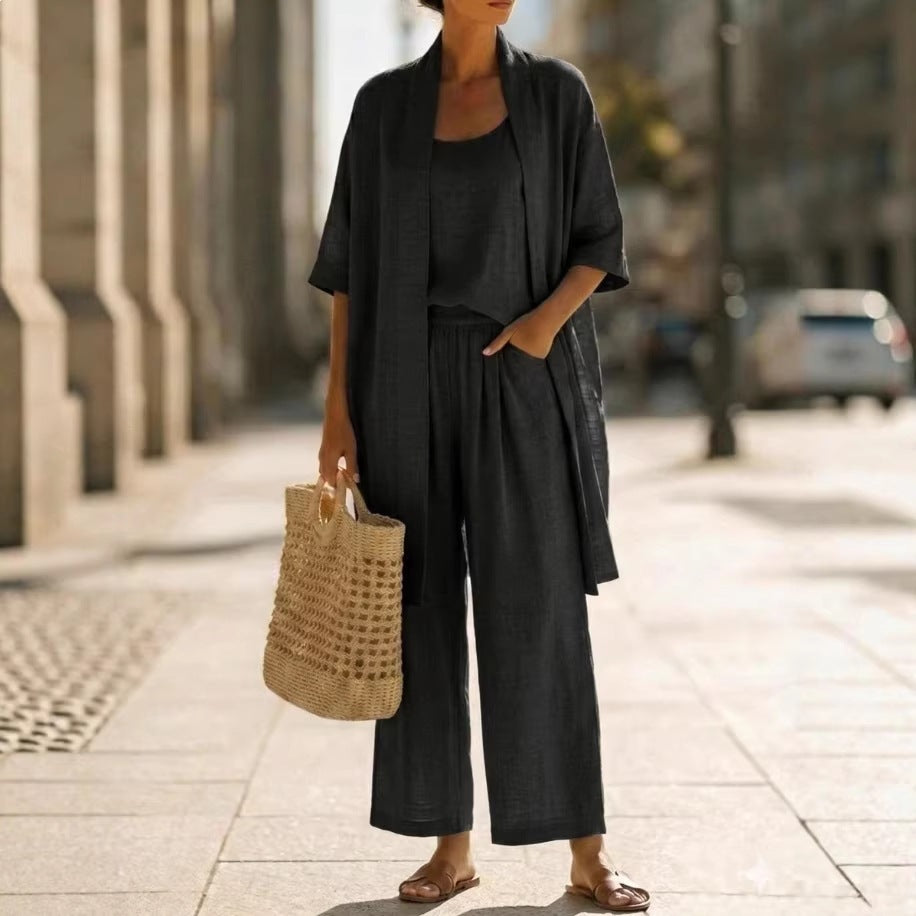 Resort-style Cozy And Casual Three-piece Set