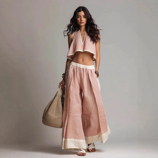 Casual Chic Solid Color Sleeveless V-Neck Set