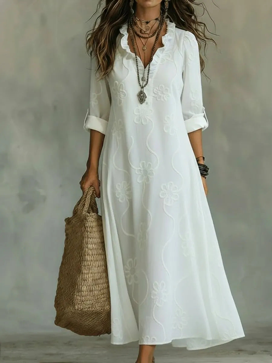 Printed Loose-fit Casual Robe Dress
