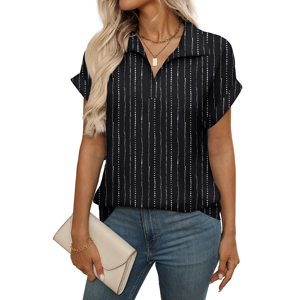Women's Drop-Shoulder Loose Casual Floral Pullover Shirt