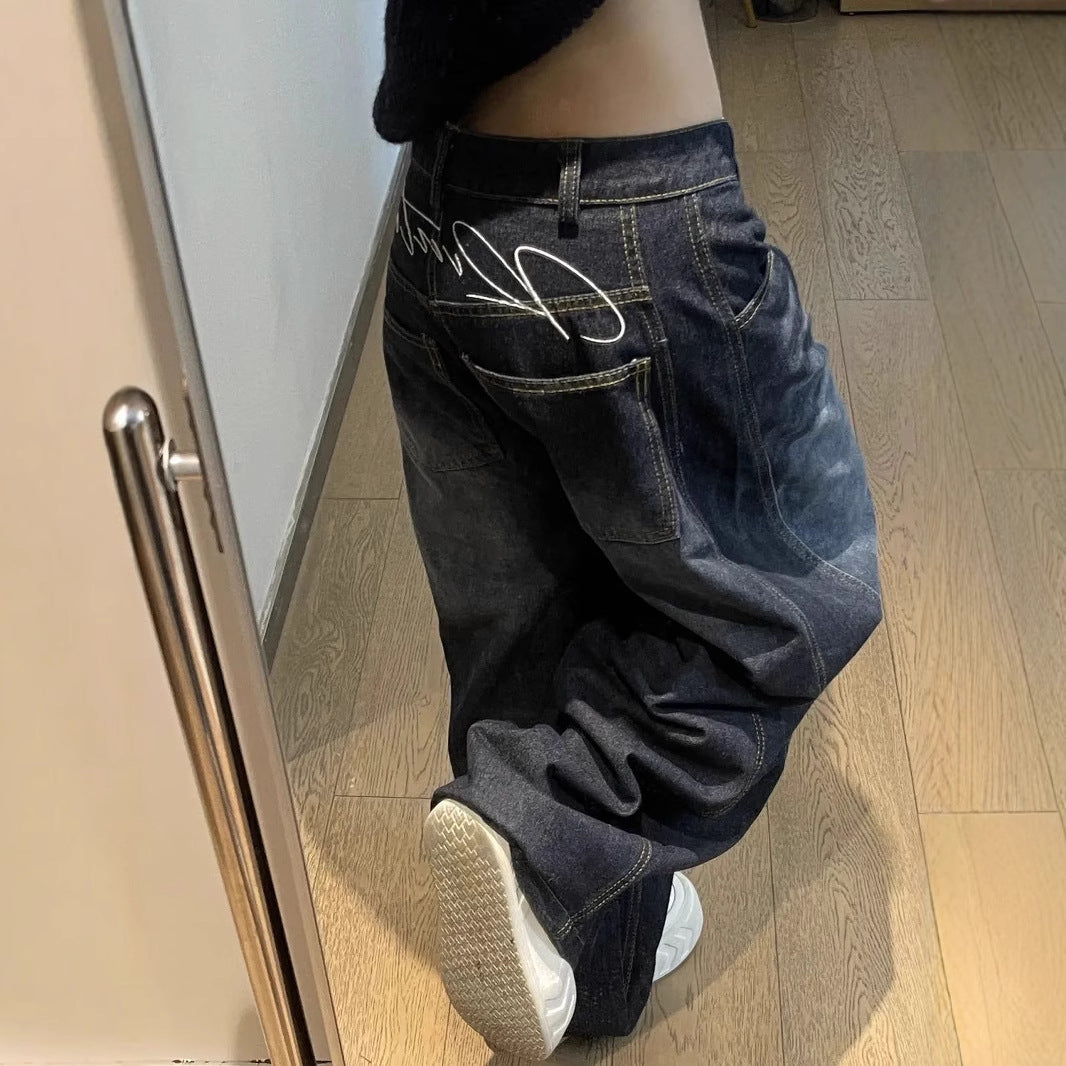 Womens Versatile Retro Washed-and-distressed Denim Jeans In American Style