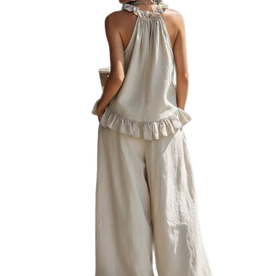 SpringSummer Halterneck Loose Casual Womens Set