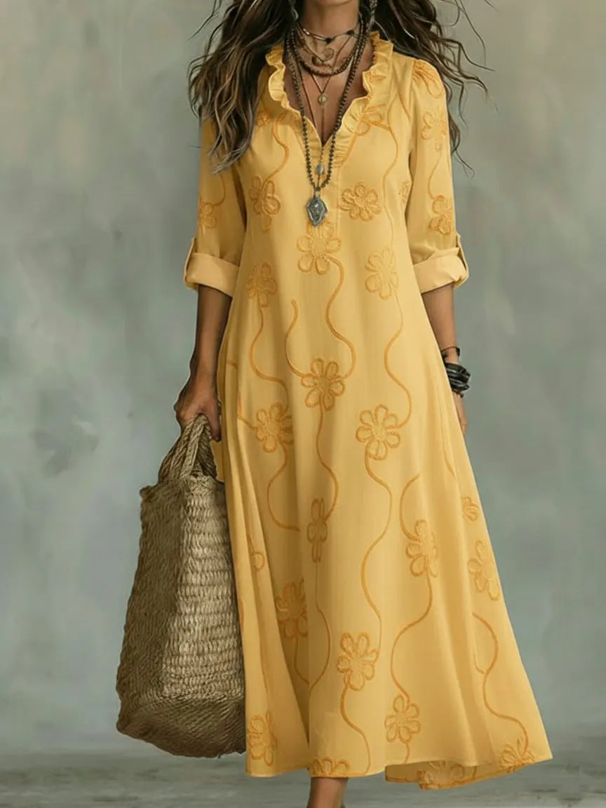 Printed Loose-fit Casual Robe Dress