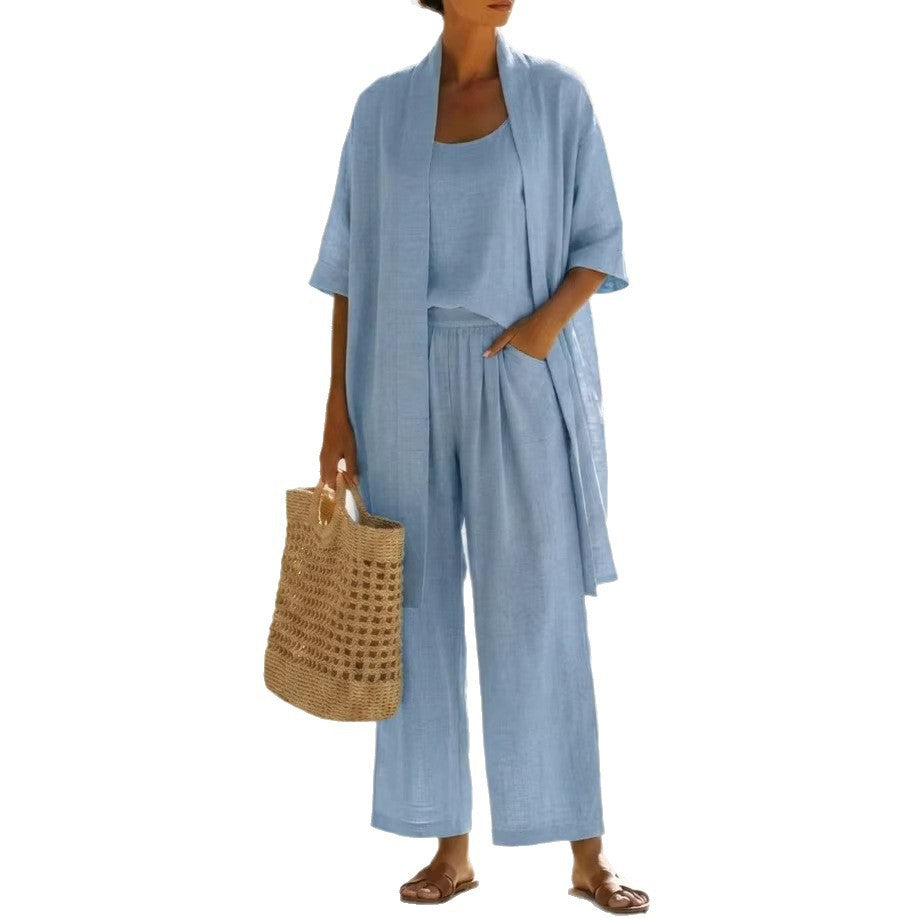 Resort-style Cozy And Casual Three-piece Set