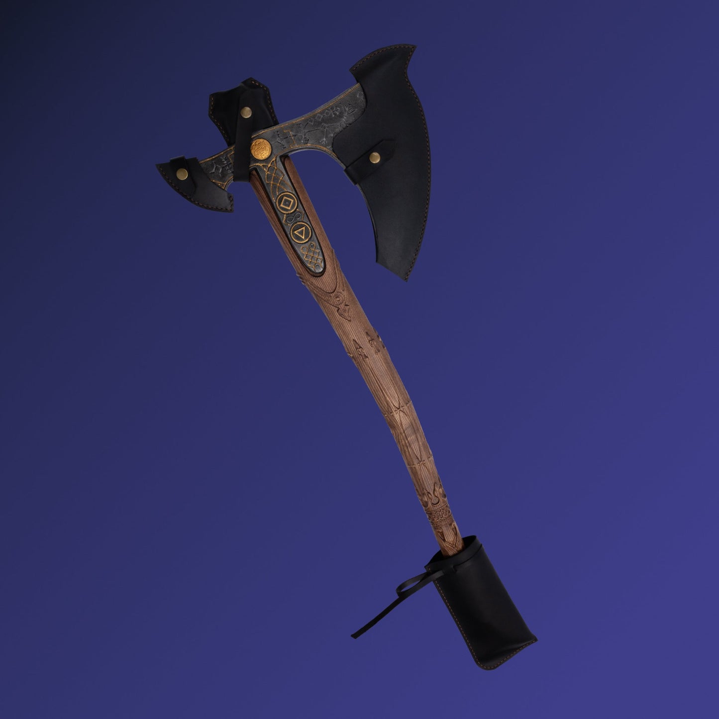Handcrafted Leviathan axe with glow in the dark runes