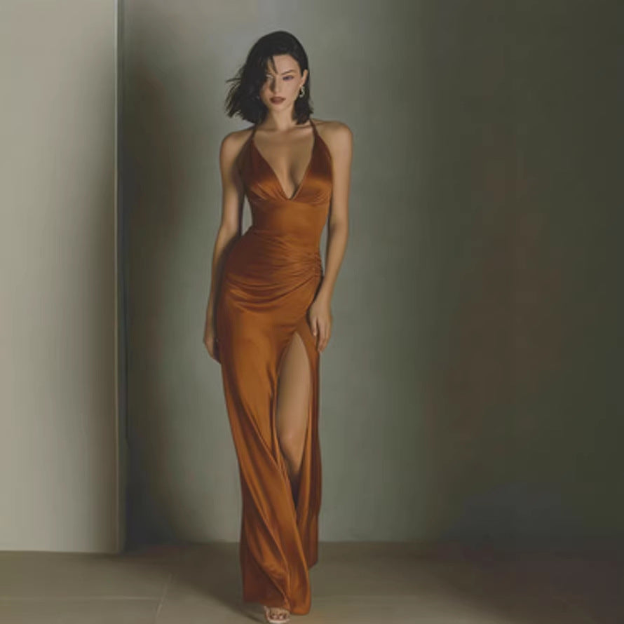 French-style Sexy Satin Maxi Dress For Women