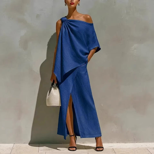 Womens Off-Shoulder Top And Skirt Two-Piece Set