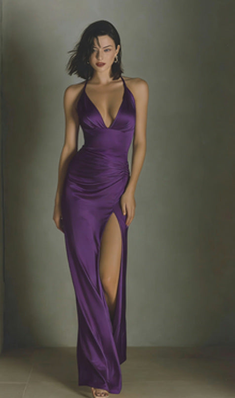 French-style Sexy Satin Maxi Dress For Women