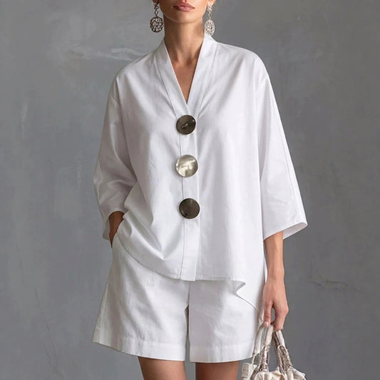 Women's Solid Color Wide-Leg Pants Suit