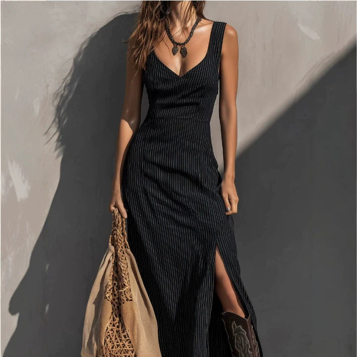 Womens Slit Slip Midi Bodycon Dress