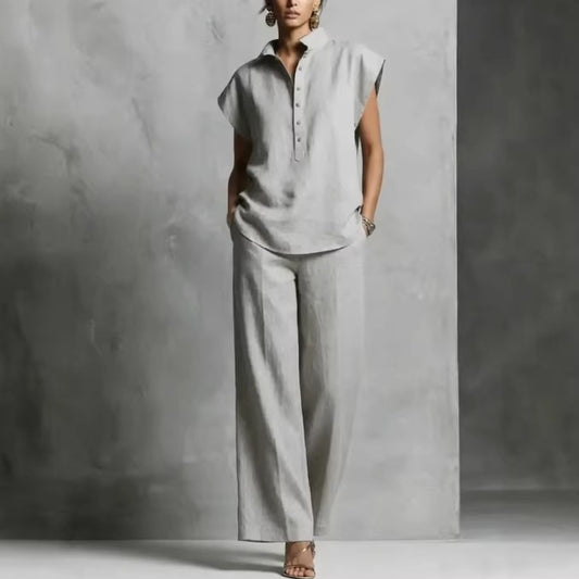 Women's Casual Cardigan Short-Sleeve Pants Set