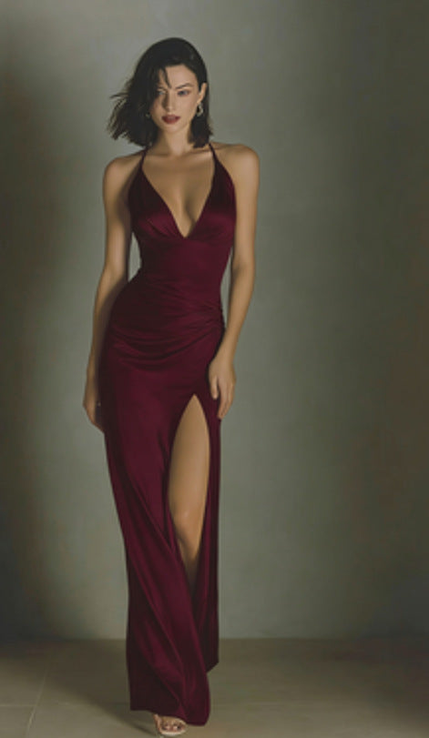 French-style Sexy Satin Maxi Dress For Women