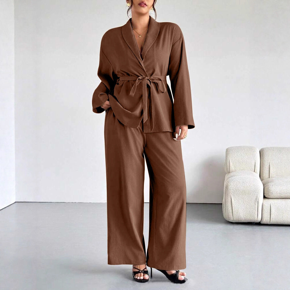 Women's Fitted-waist Wide-leg Pants Suit