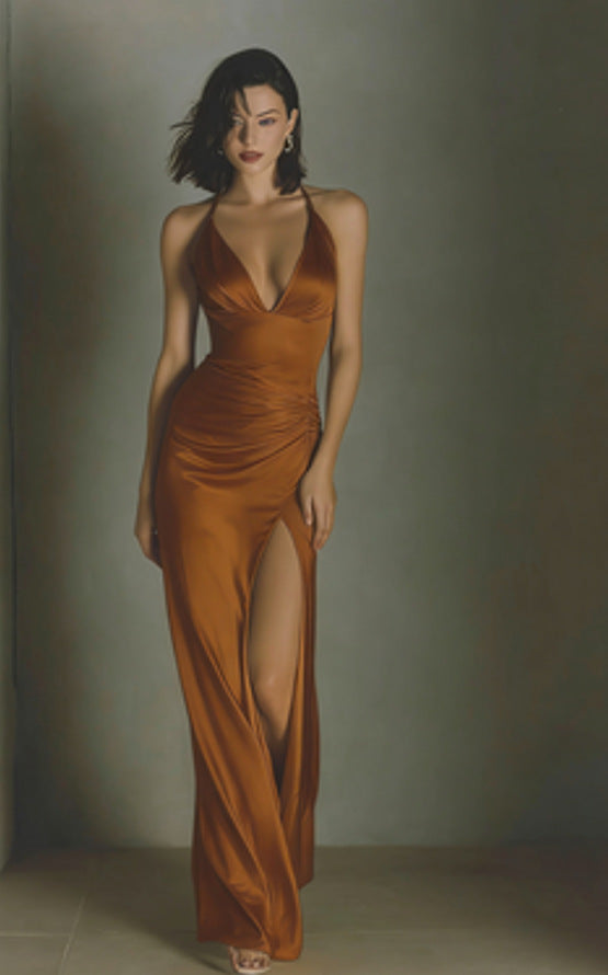 French-style Sexy Satin Maxi Dress For Women