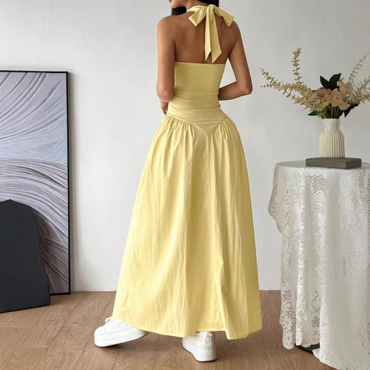 European And American-style French Deep V-neck Backless Dress