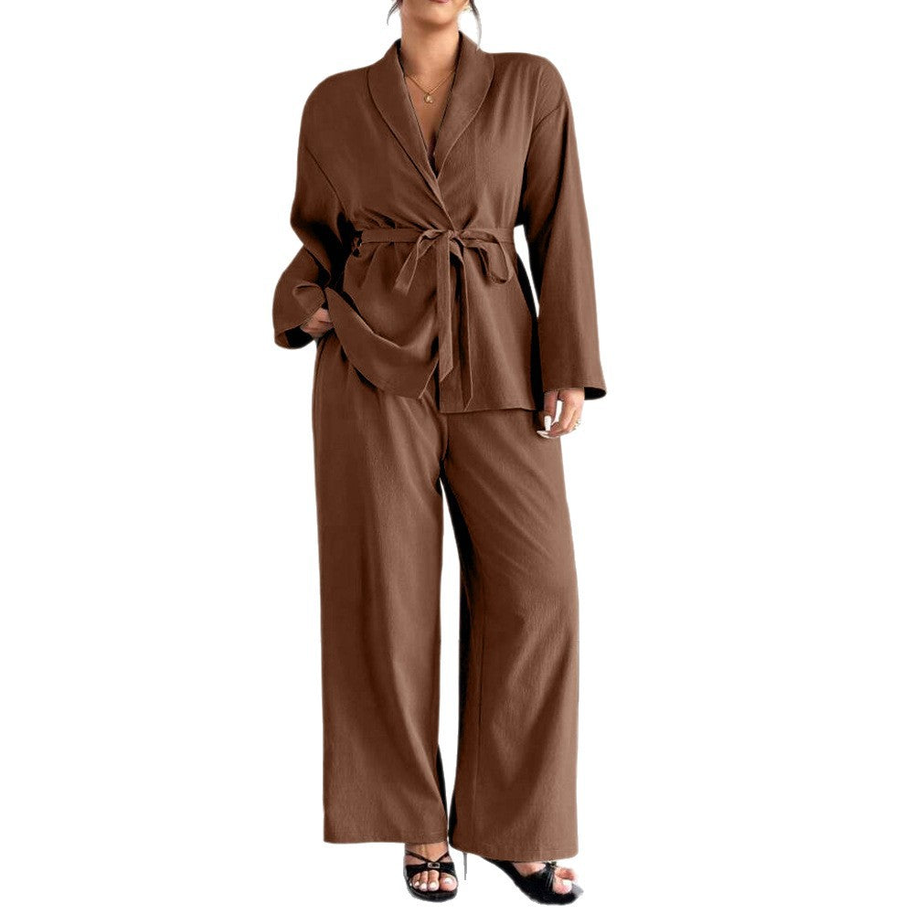 Women's Fitted-waist Wide-leg Pants Suit