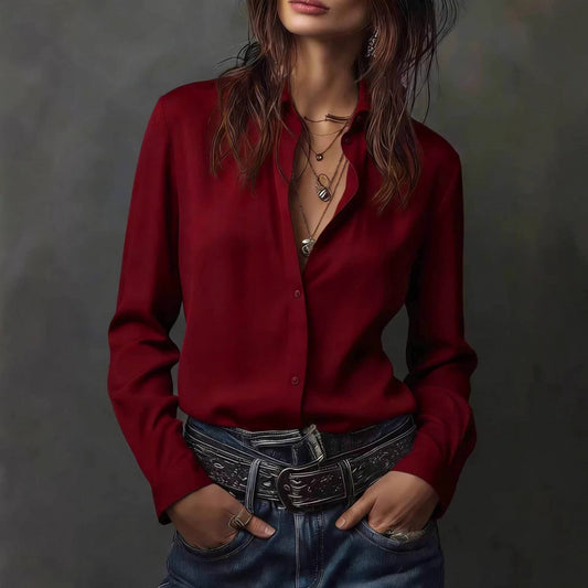 Same-color Same-size Casual Western-style Womens Blouse New Style