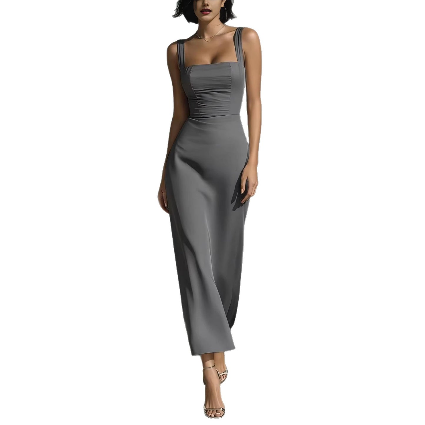Dress With Sling And Square Neck