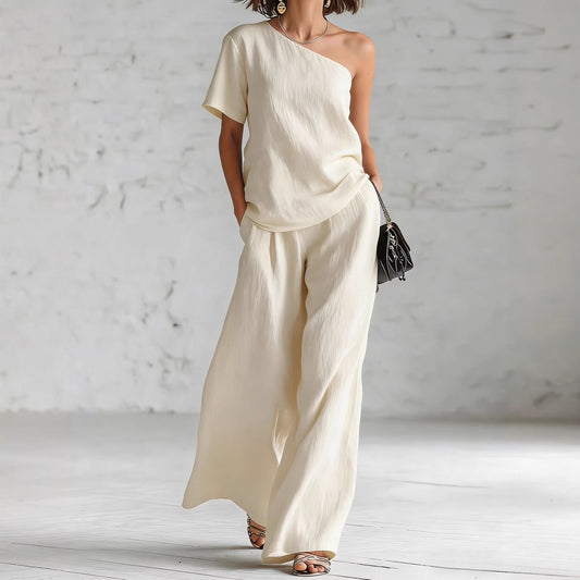Fashion Top And Wide-leg Pants Casual Set